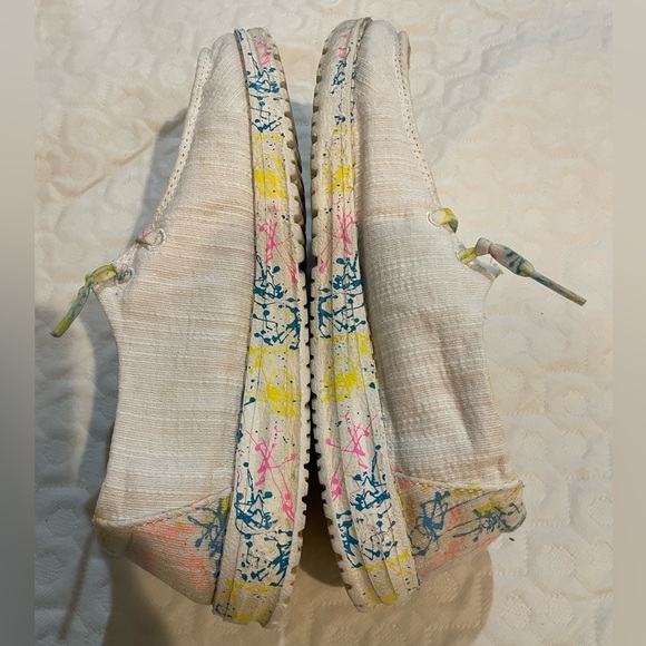 (2) Hey Dude Wendy Youth 3 Sugar Vibe Linen Cotton Candy Shoes Bundle Fair Cond. - Picture 8 of 13